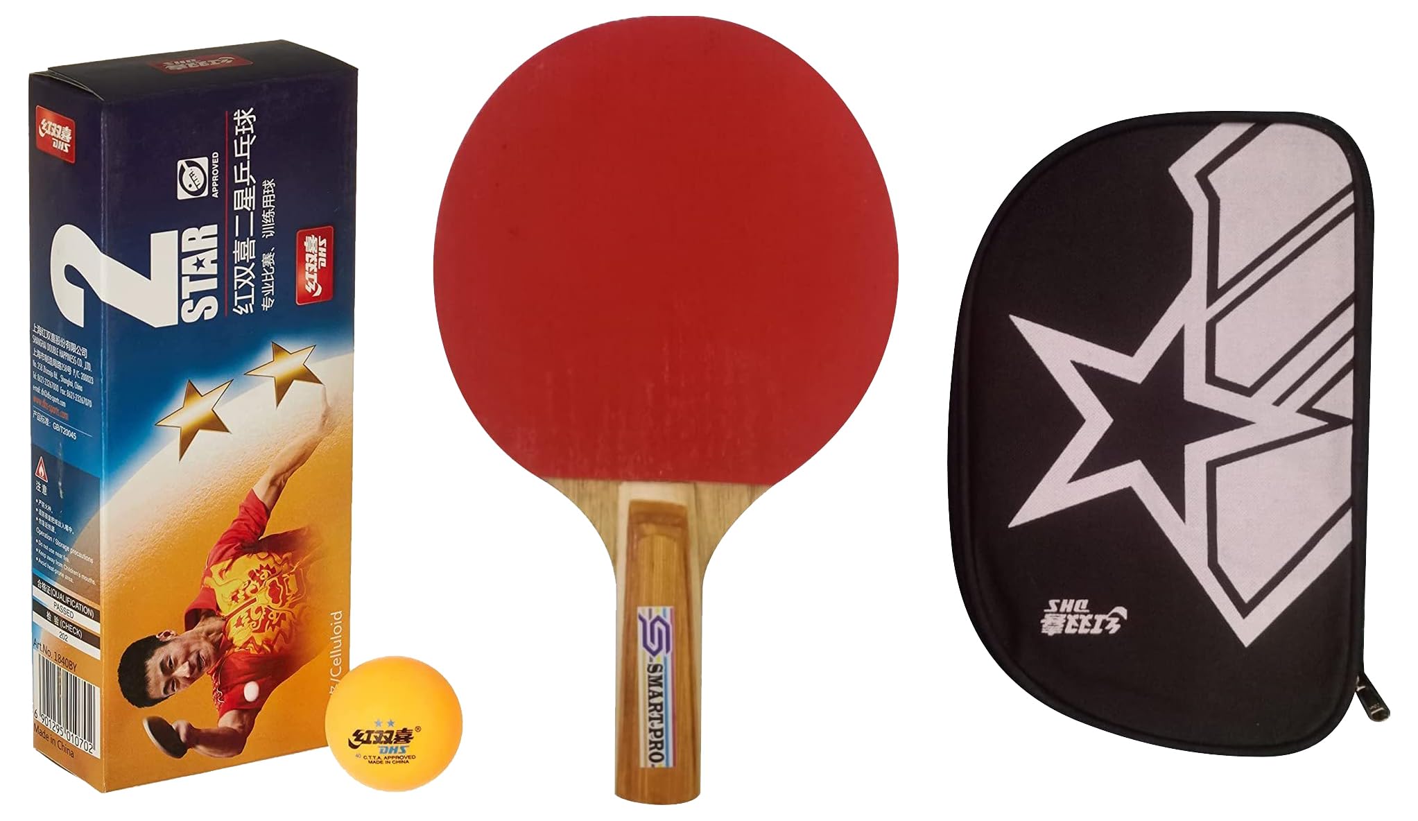 DHS TT Ball 40MM 2 Star Orange (10 Pcs Box) 30 PCS with Smart PRO TT BAT Moon and DHS BAT Cover-image-27