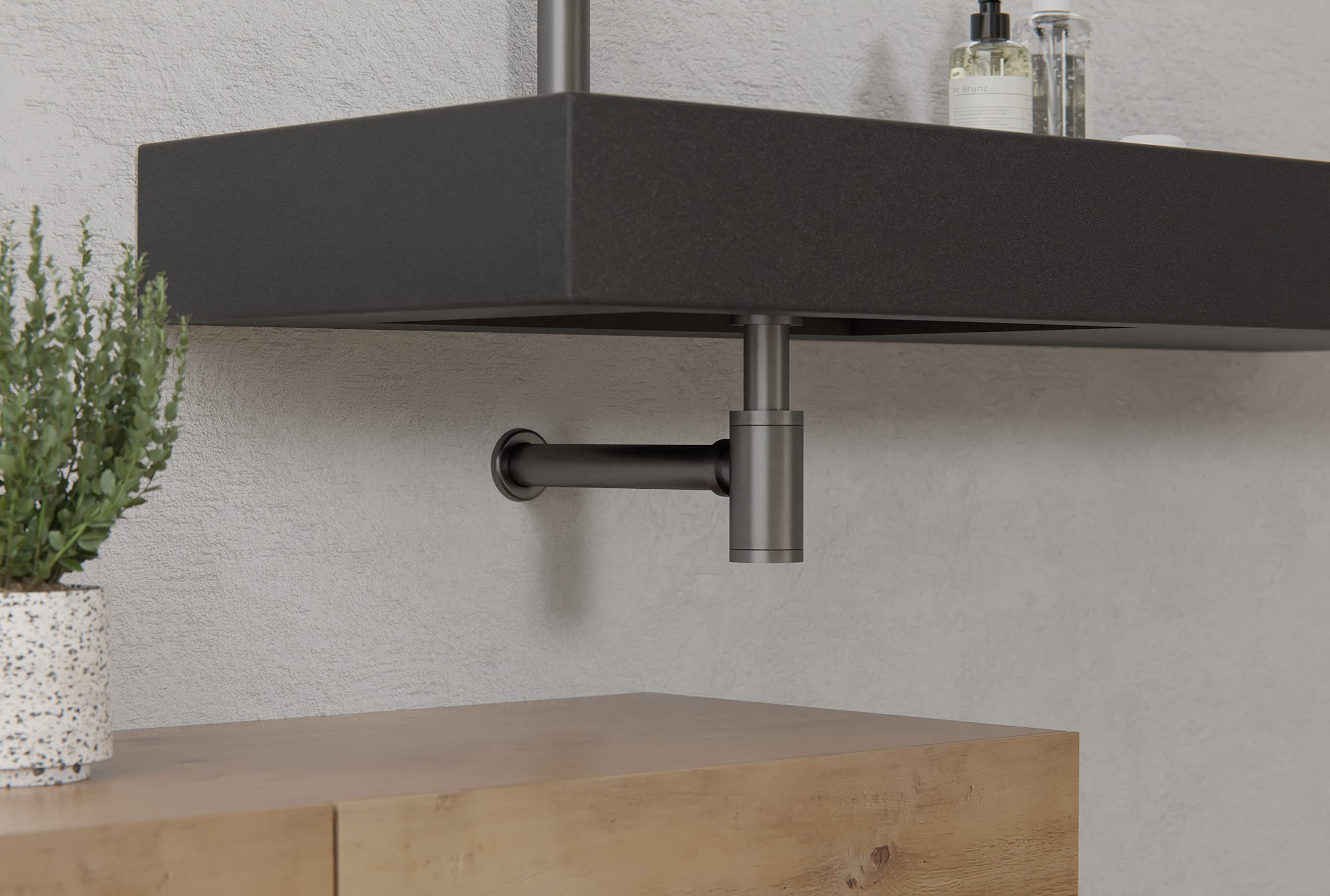 BERNSTEIN Siphon 1924 für Waschbecken Universal für Waschbecken 6 Waschtische Ablauf mit Geruchsverschluss Flaschensiphon in Gunmetal