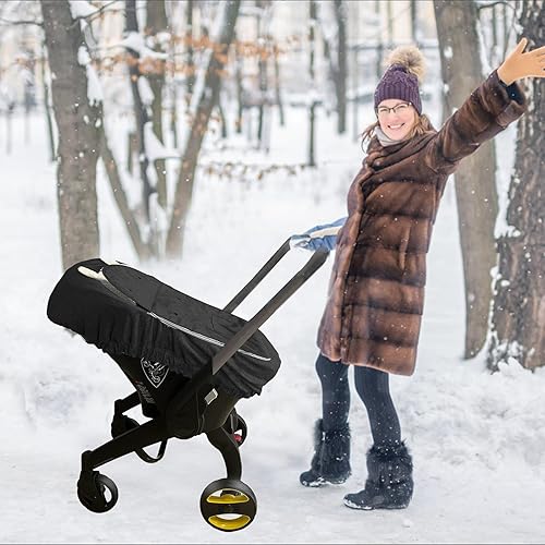 Miniatura 6 de Fundas de invierno para asiento de automóvil para bebé, 2 en 1, cubierta de invierno para cochecito de bebé, cubierta de toldos con cremallera, tela