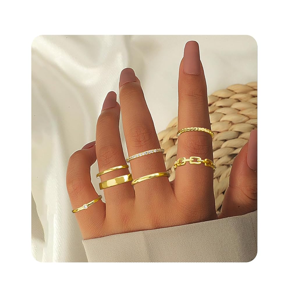 Amazon.com: Chinovi 7Pcs Stackable Gold Rings for Women Non