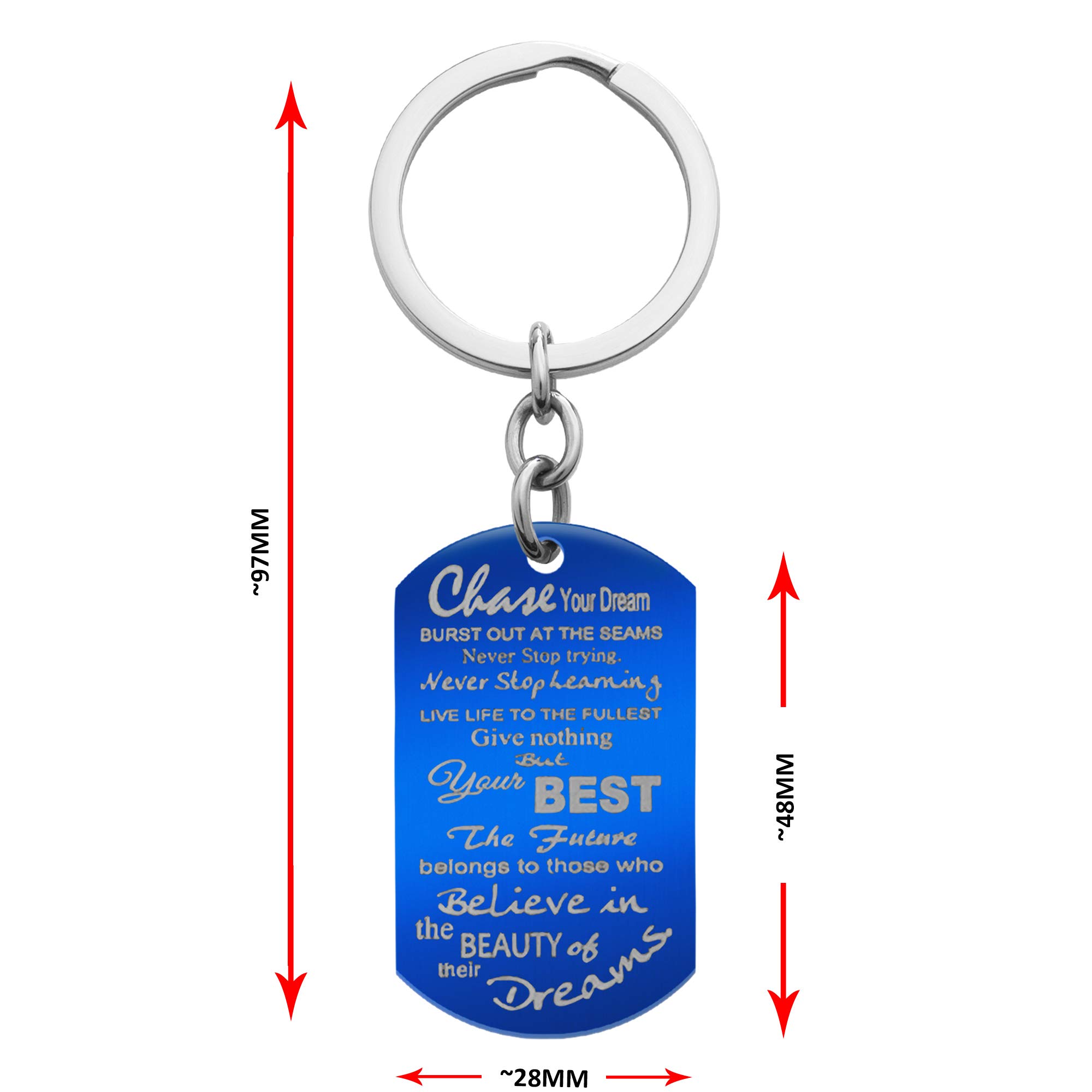 Personalisierter Fototext graviert Custom Dog Tag Anhänger Schlüsselanhänger Believe Dream Son Daughter Dad Mom Segen Love Note Geburtstag Abschluss Geburtstagsgeschenk