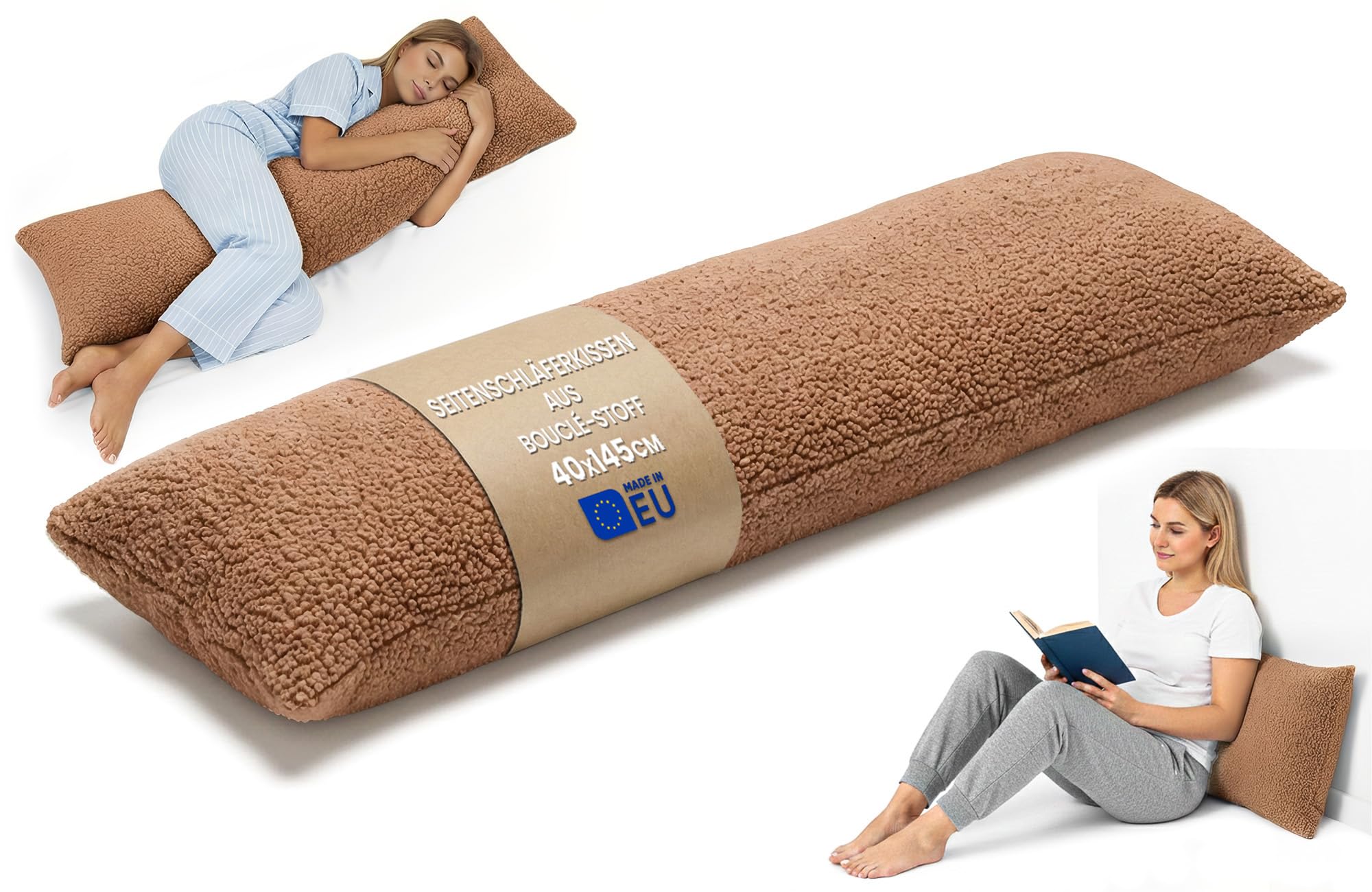 Totsy Baby Almohada Lactancia y Embarazo Bouclé 145cm – cojin Alargado para abrazar Ideal para Dormir mejo Descansar y apoyar la Postura Embarazadas y Lactancia Certificado Oeko-Tex — view 19