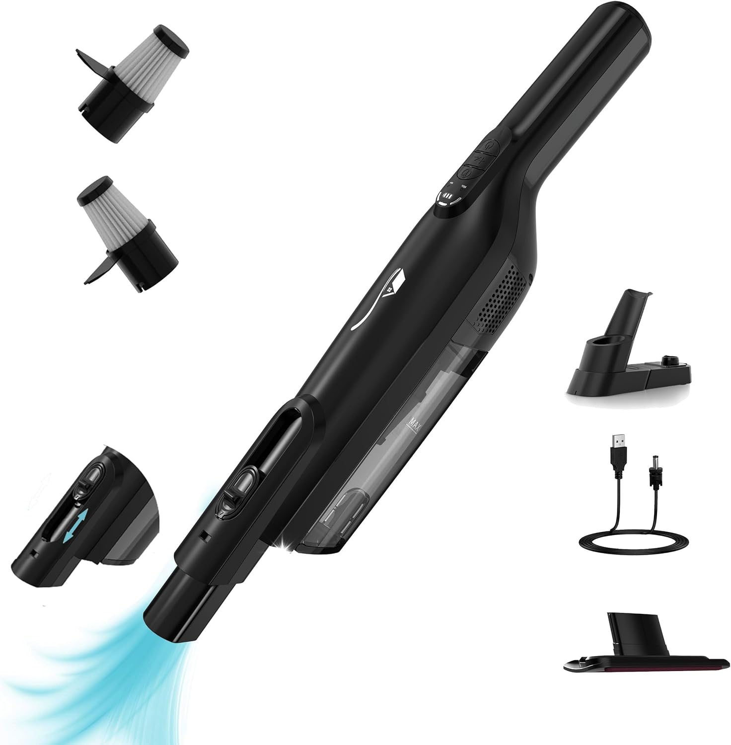 Cordless Handheld Vacuum, Lightweight Portable Hand Vacuum Cleaner with LED Light,Rechargeable Hand Held Vacuum with One-Touch Empty, Powerful Suction for Office, Home,Car,Raven