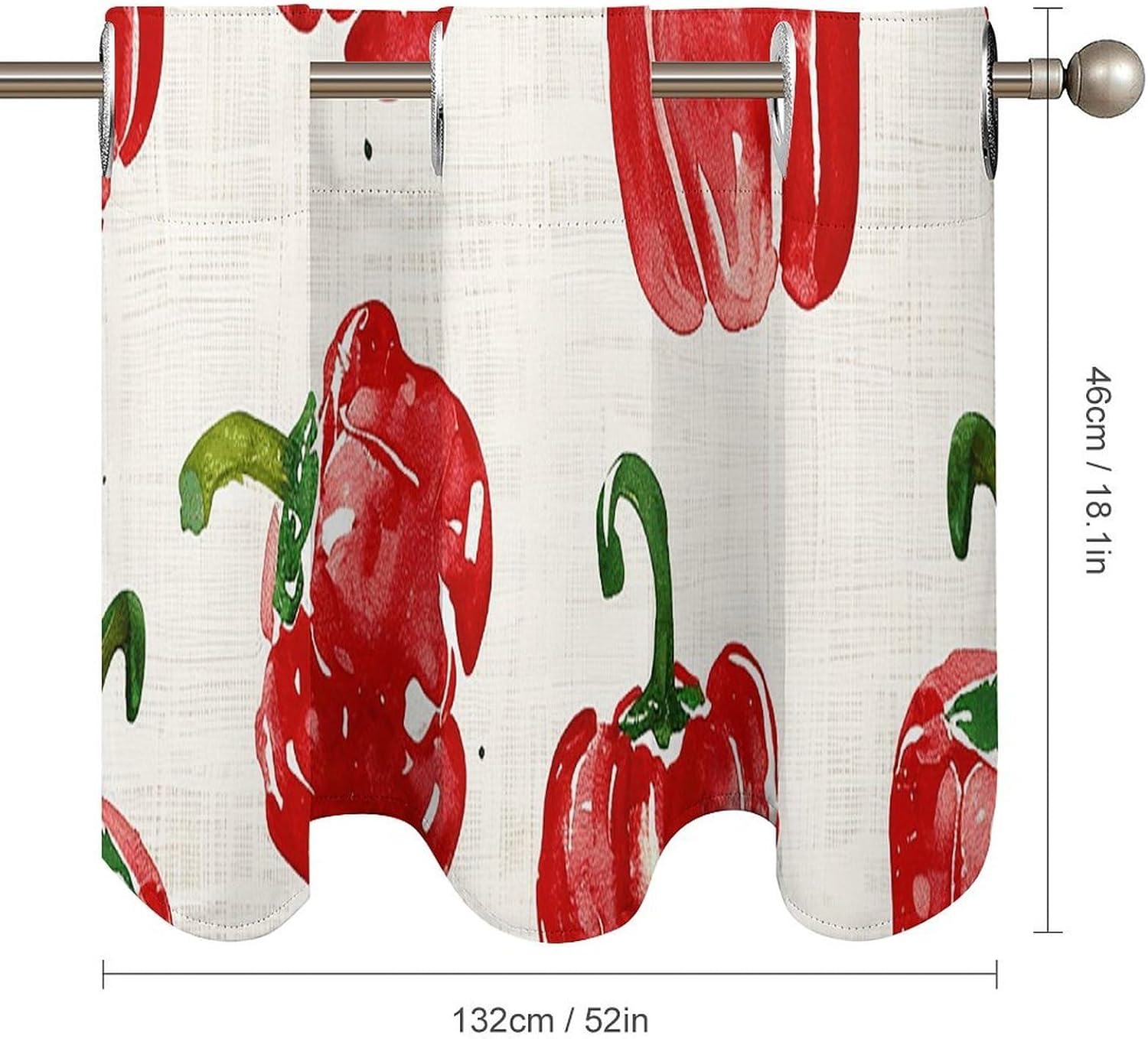 Linen Texture Pattern Valance for Windows, 2 Pack Kitchen Curtains Modern Home Decor, Soft Blackout Window Curtains for Living Room & Bedroom, 18 X 52 Inch