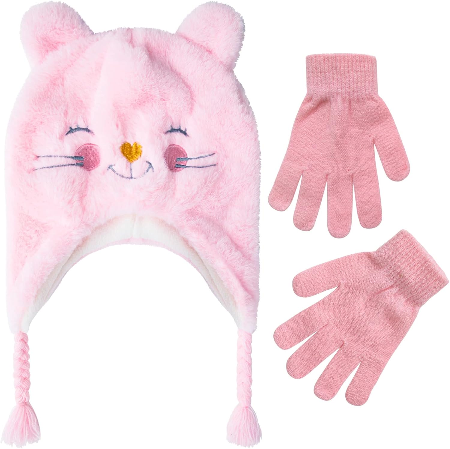 Toddler Winter Hat and Gloves Set for Ages 4-7 or Boys & Girls Winter Hat & Toddler Mittens Ages 2-4