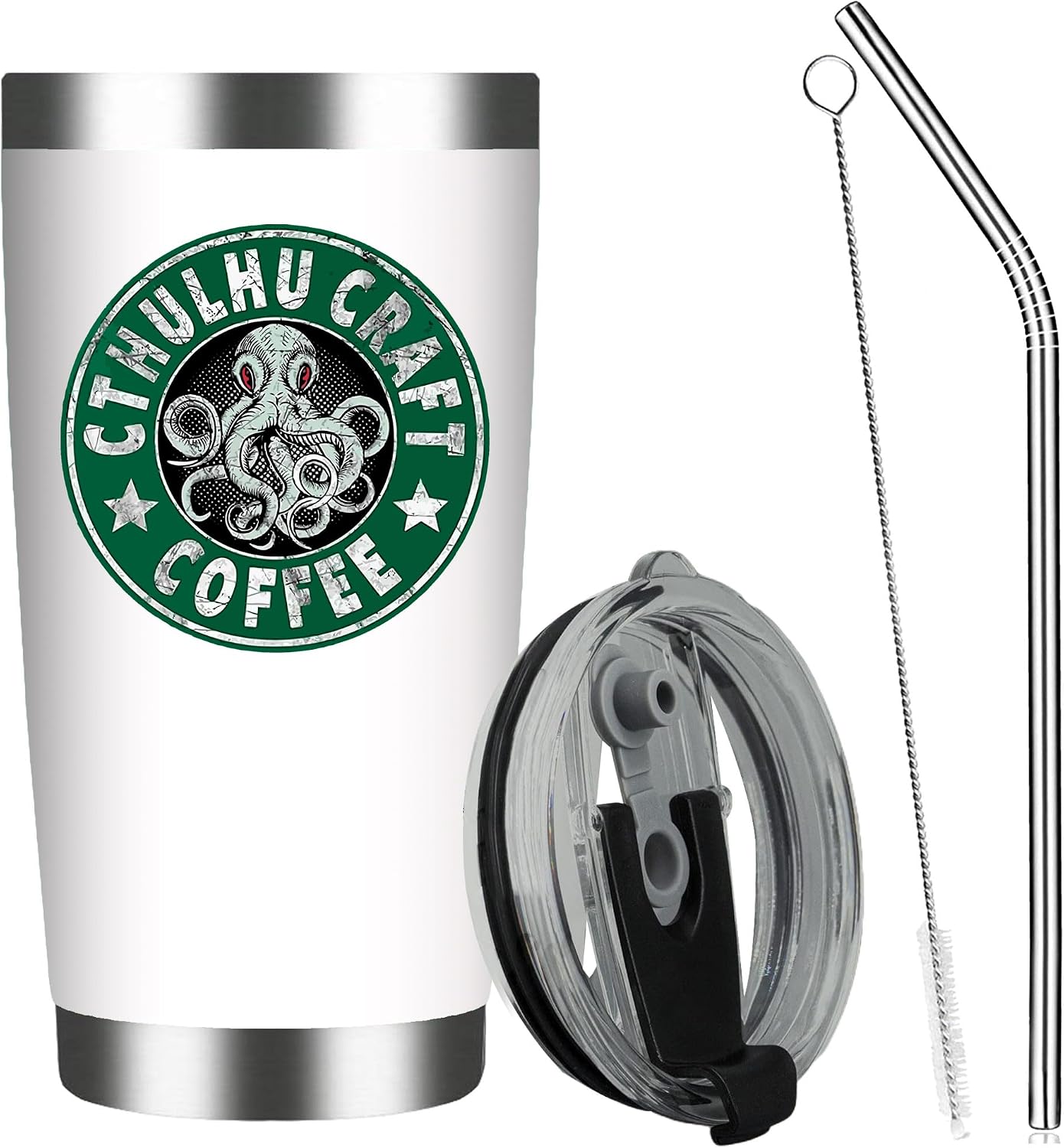 20oz Cthulhu Craft Coffee Octopus Logo Stainless Steel Tumbler with Lid