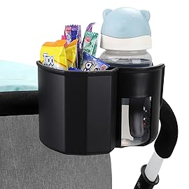 Accmor 2-in-1 Walker Cup Holder with Detachable Storage Holder, 360 Rotatable Drinks Holder for Wheelchair, Walker, Stroller, Rollator, Bike