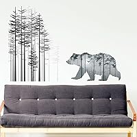 Vista 4 de Outus 3 Sheets Mountain Forest Bear Wall Decals Stickers Pine Tree Wall Decals Woodland Trees Wall Stickers Forest Decals for Kids Nursery Bedroom