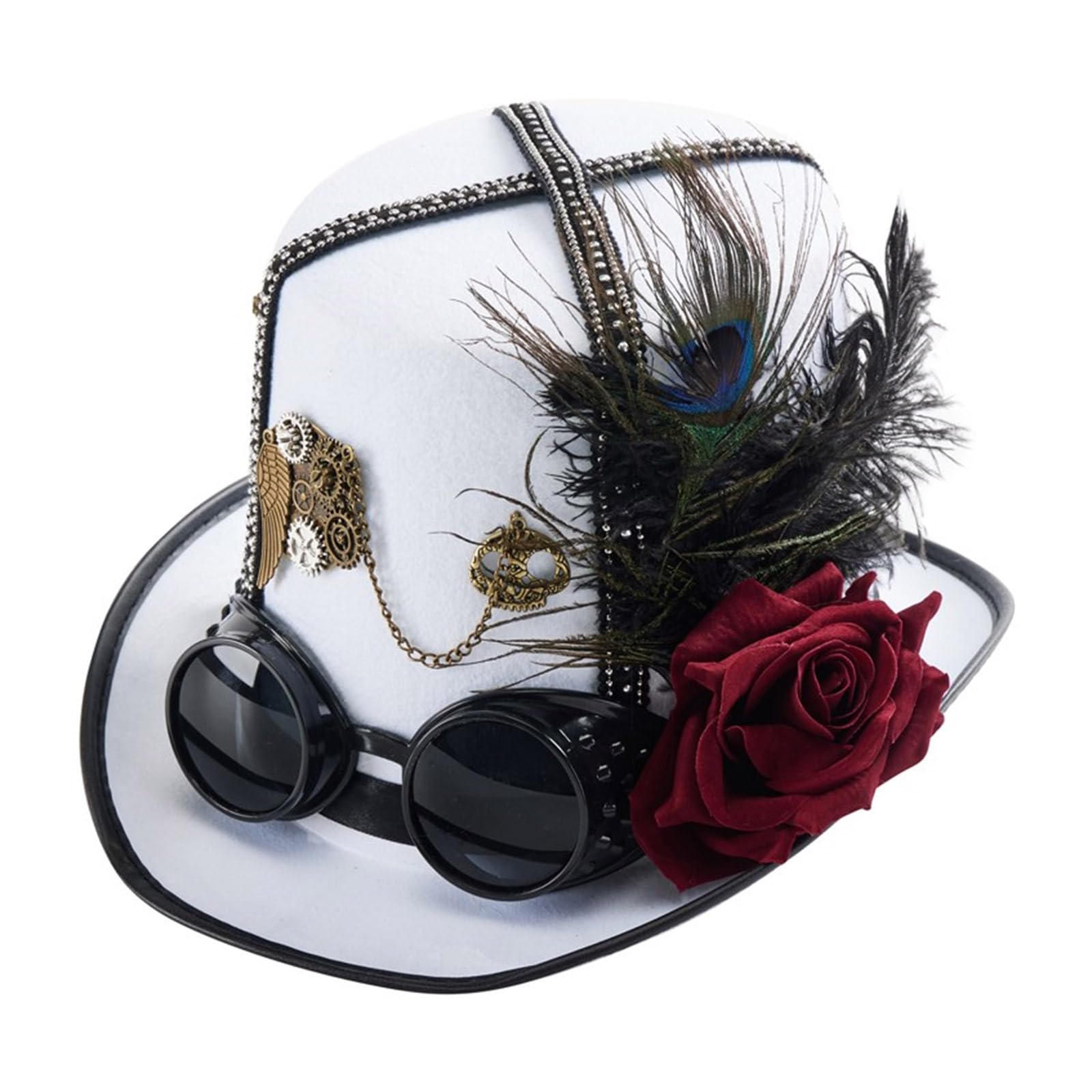 Chapeau plat Steampunk gothique pour déguisement cosplay et Halloween - 8
