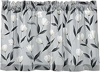 Vista 17 de Cortina de café de media ventana, cortinas de nivel para baño, cocina, dormitorio, sala de estar, juego de 2 paneles de flores