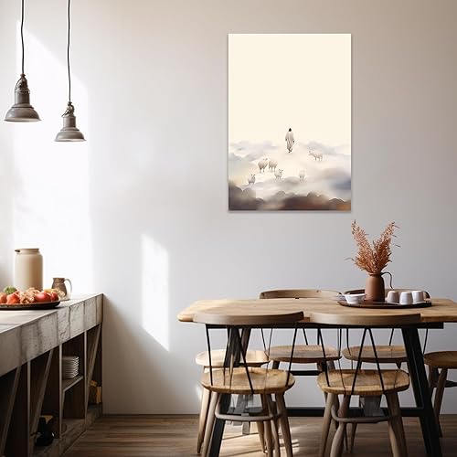 Vista 149 de Arte de pared de Jesús y el niño, póster minimalista bohemio cristiano, lienzo para pared, imagen abstracta de Jesús, arte cristiano religioso Jesús