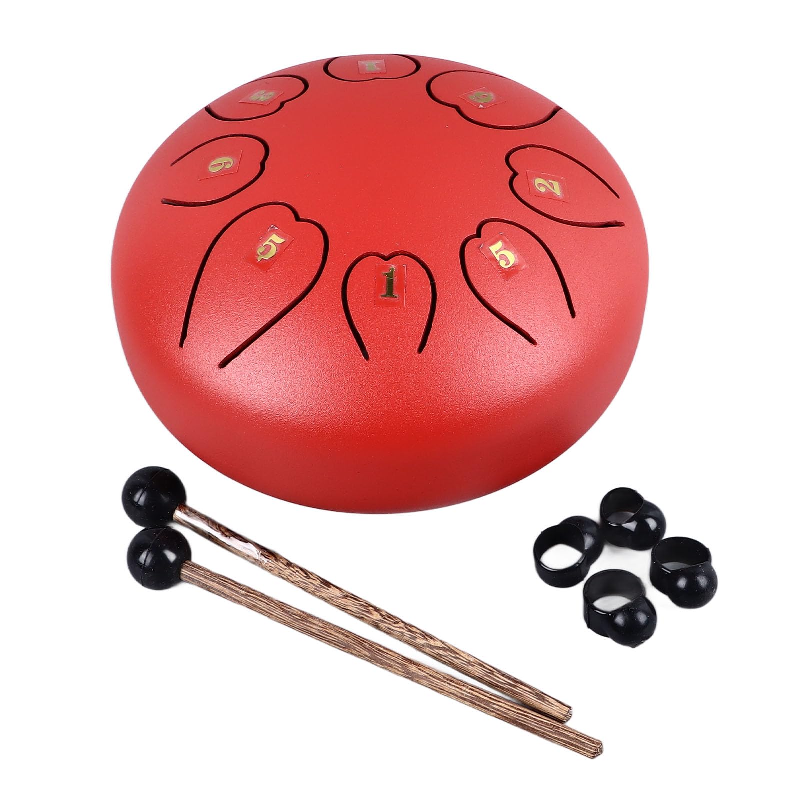 Bęben językowy Tyenaza, 6 cali 8 nut wyraźny rezonansowy przyjemny dźwięk bezproblemowy stalowy bęben ręczny Mini instrument perkusyjny (Red)