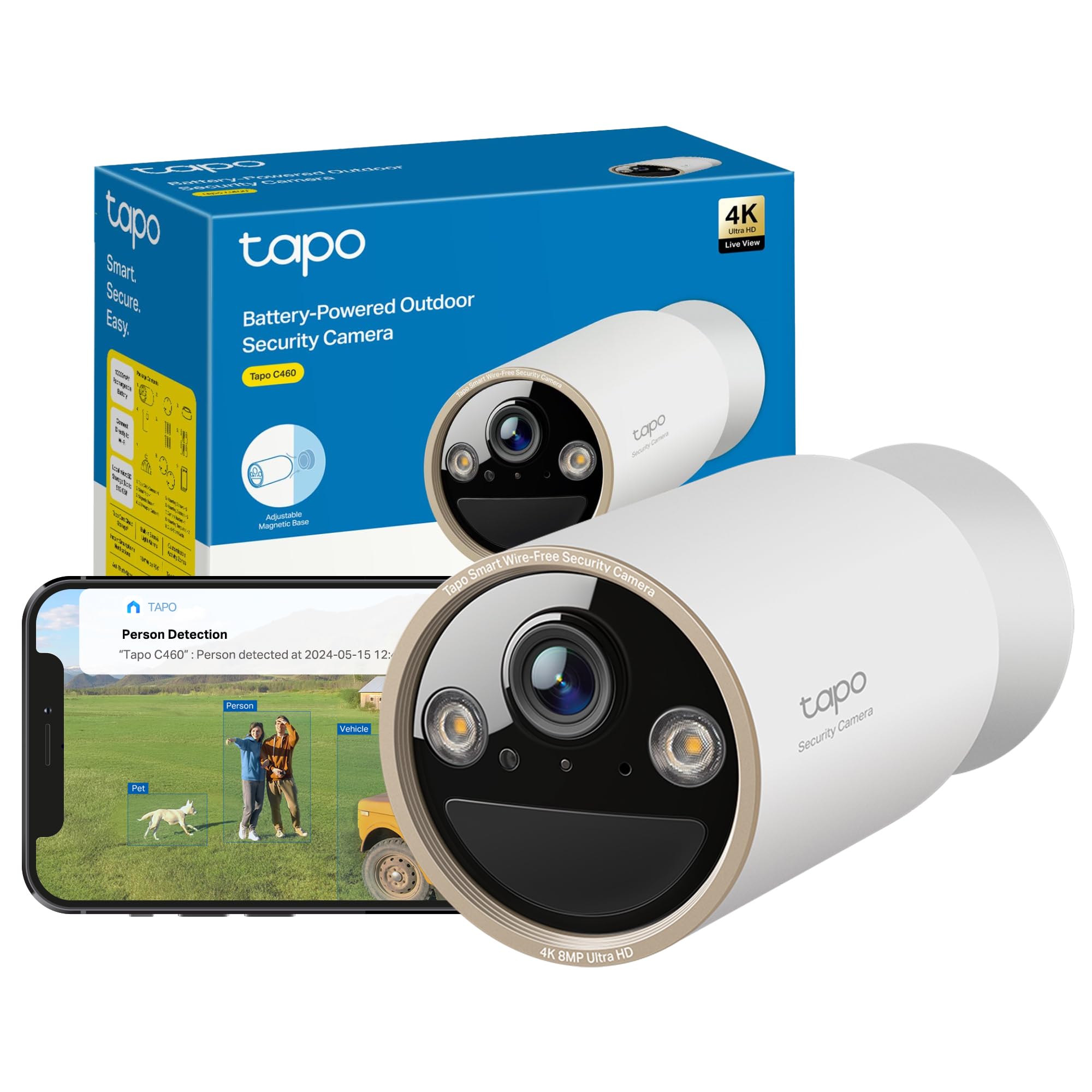 Tapo C460 4K 8MP Battery Security Camera Outdoor Wireless, CCTV