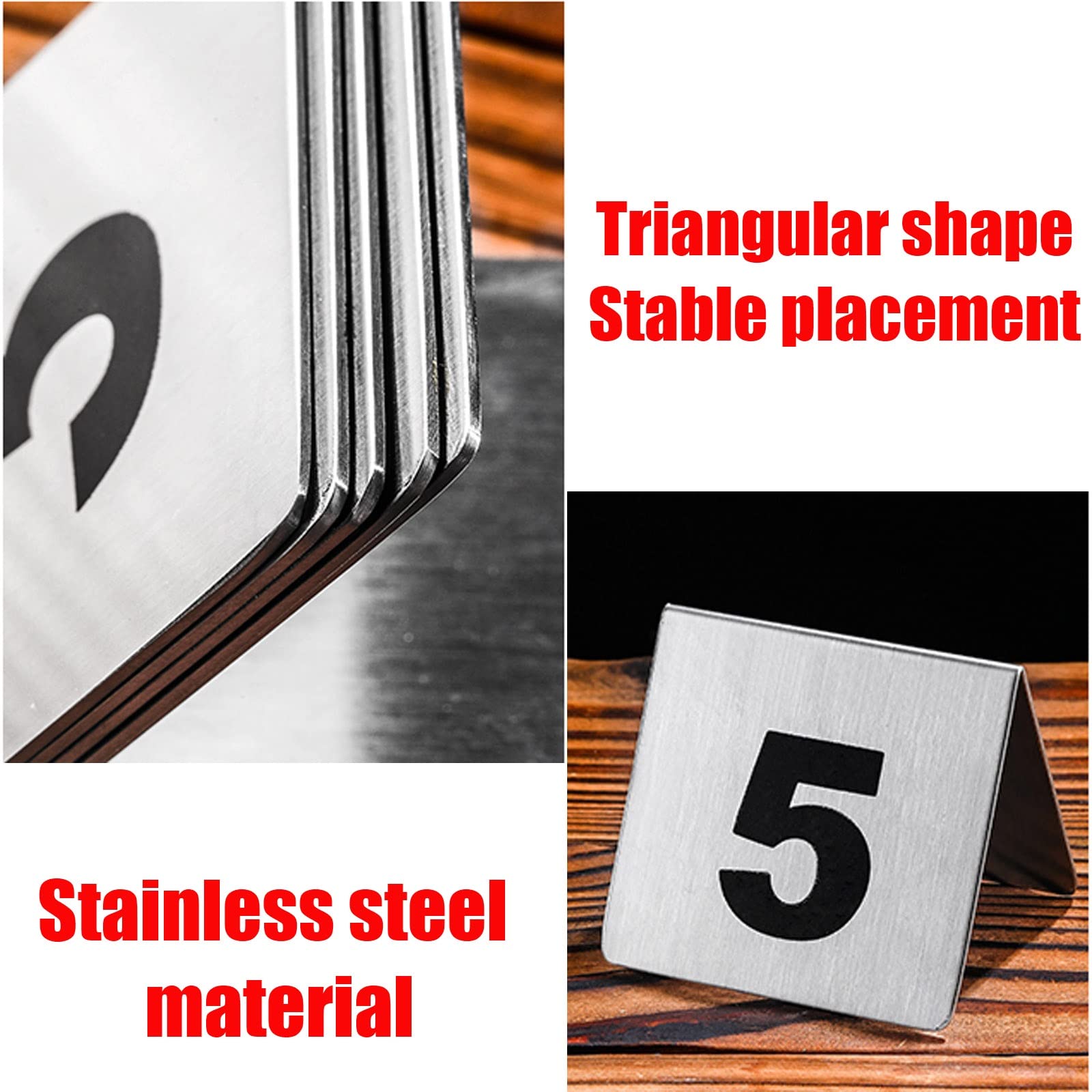 Números De Mesa Apilables De Metal, Tarjeta De Número De Mesa De Doble Cara | Señales De Números 1-50 De Acero Inoxidable For Restaurantes Cafés Bares Boda, Mesa De Carteles