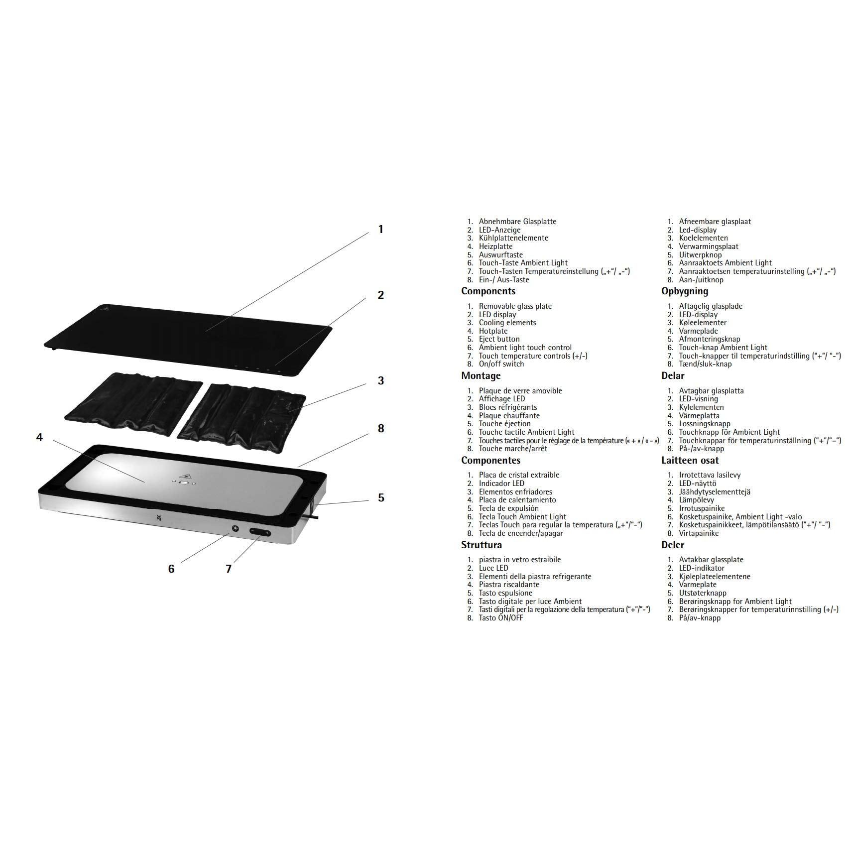 WMF Ambient Kühl- & Warmhalteplatte elektrisch, 270 W, Glasoberfläche, Ambient Light