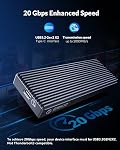 ORICO 20Gbps M.2 NVME SSD Adaptateur USB3.2 Gen2 X2 Type-C à NVME PCI-E M-Key Solid State Drive Boîtier extérieur en aluminium pour SSD Taille 2230/2242/2260/2280, jusqu'à 2 To(M2PAC3-G20, Gris)