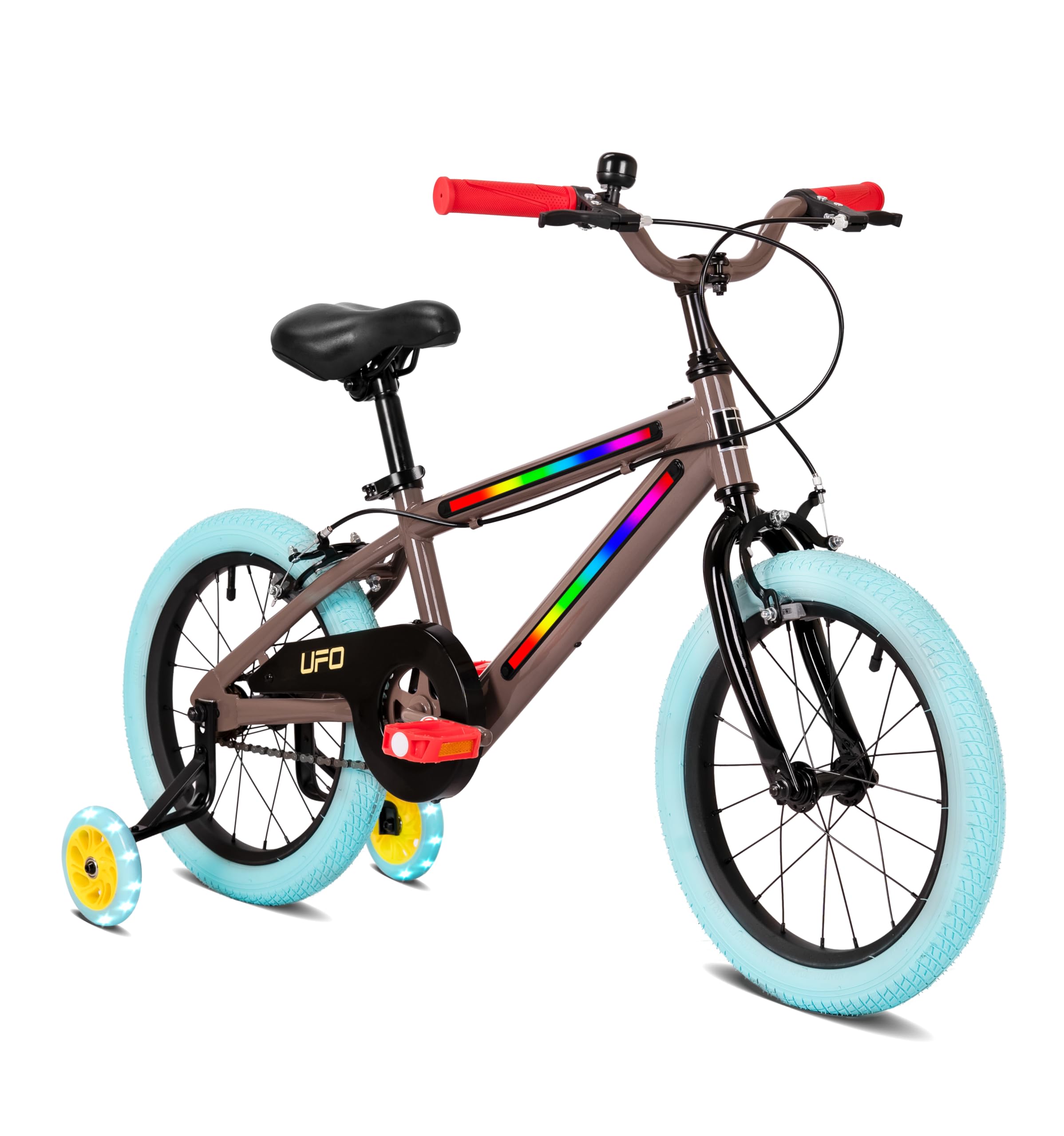 UFO Kids Bike with Signature In-Frame LED Lights for Boys and Girls: Training Wheels Included - Ideal for Ages 3+