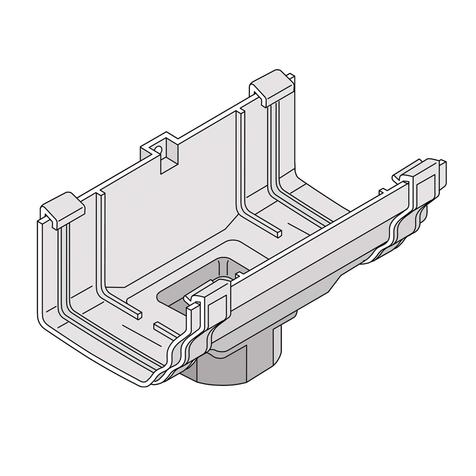 White Running Outlet for Marley Classic Ogee Gutter of Ultraframe Classic Conservatory Roof Guttering