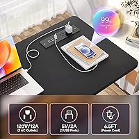 Vista 4 de Armocity Escritorio de pie ajustable en altura con tomas de corriente, escritorio de pie manual de 32 pulgadas con estantes de almacenamiento