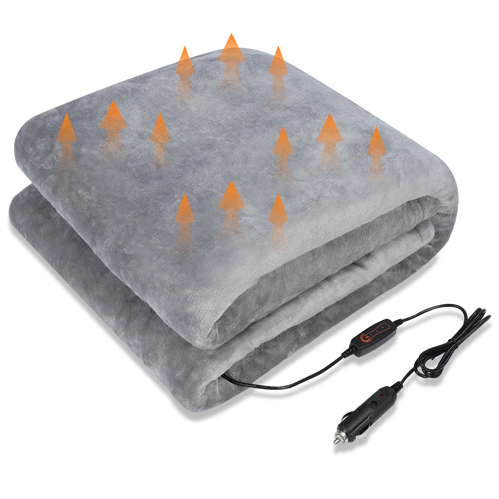 WODHMIEY Heated Car Blanket,1.5M Cord 12V Car Electric Blanket, 3