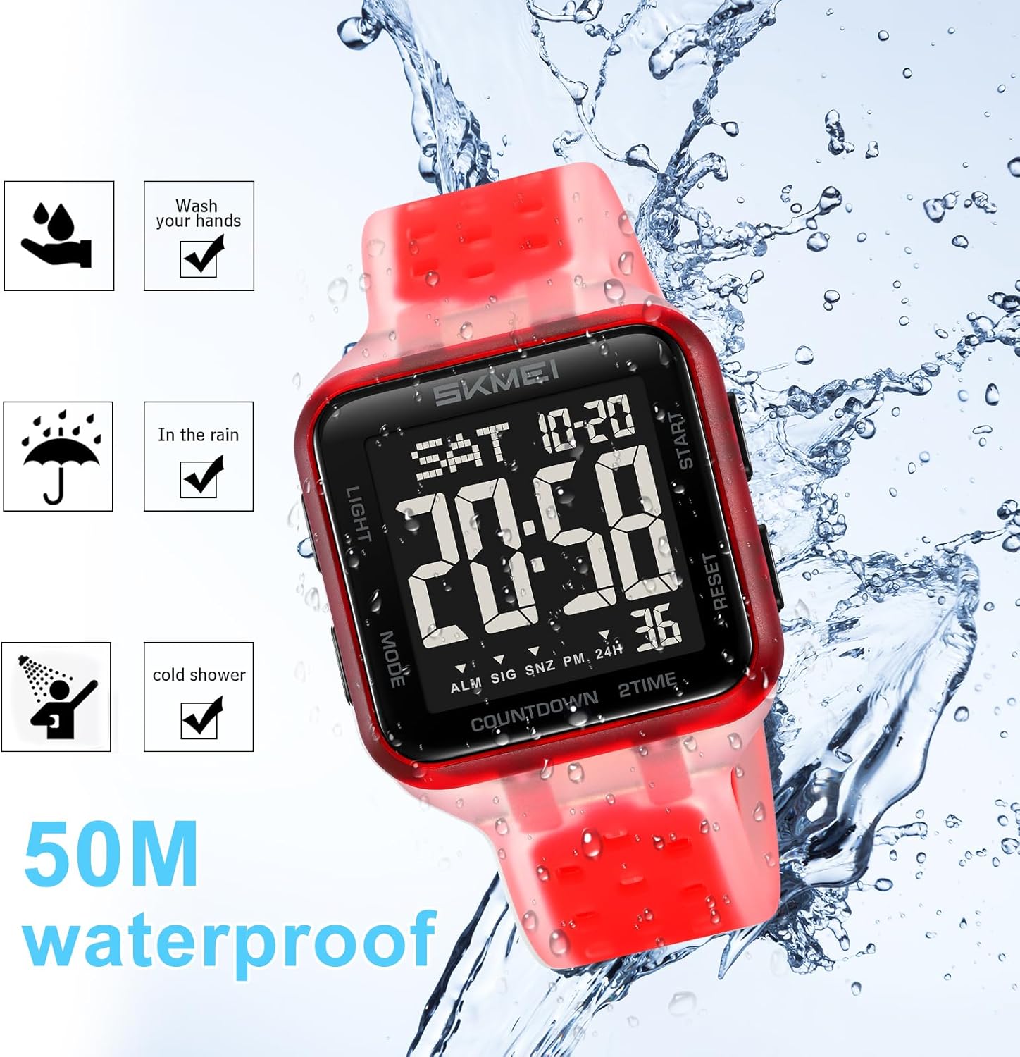 SKMEI Men's Sports Digital Watches Military Multifunction Watches for Women with Waterproof Alarm Dual Time Zones Stopwatch