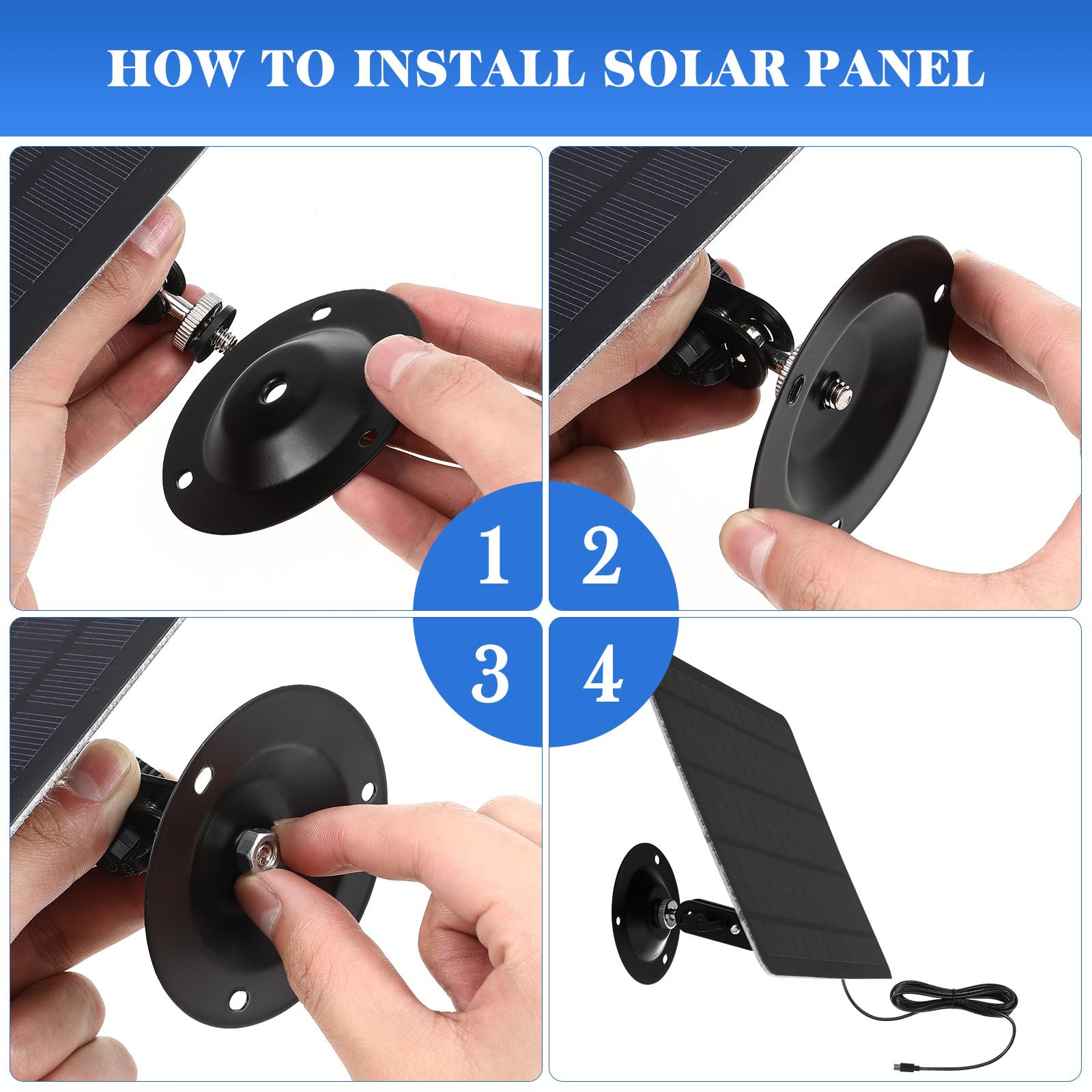 Outanaya Pannello Solare Monocristallino 20w da Parete, Caricabatterie Solare USB Portatile per Telecamera di Sicurezza ed Energia Esterna