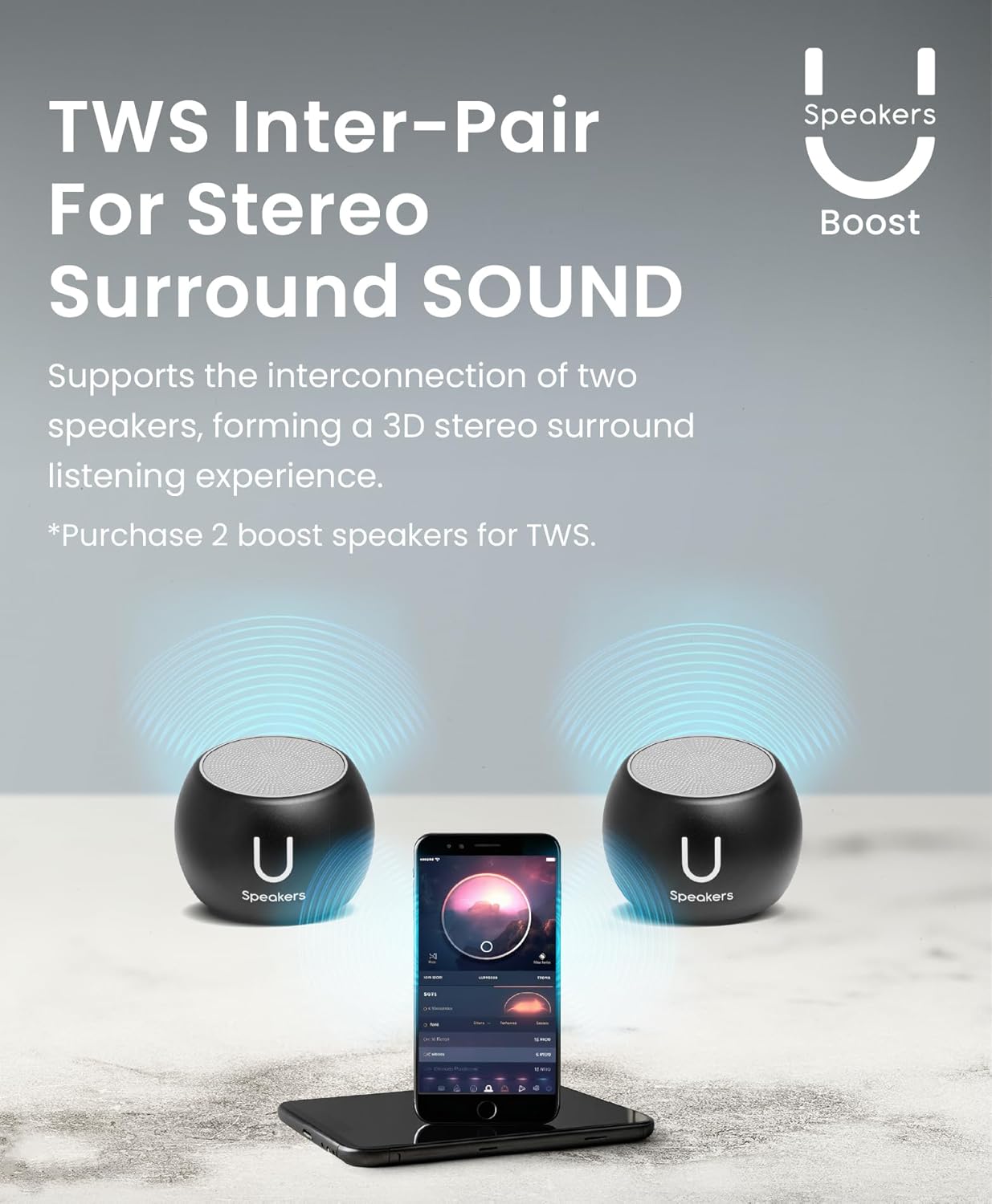 Fashionit U Boost - Portable Speaker Bluetooth Wireless - Subwoofer, Mic & Remote Shutter, Bluetooth Speakers, Rich Sound, Stocking Stuffers, White Elephant Gifts for Adults - Black - Image 6