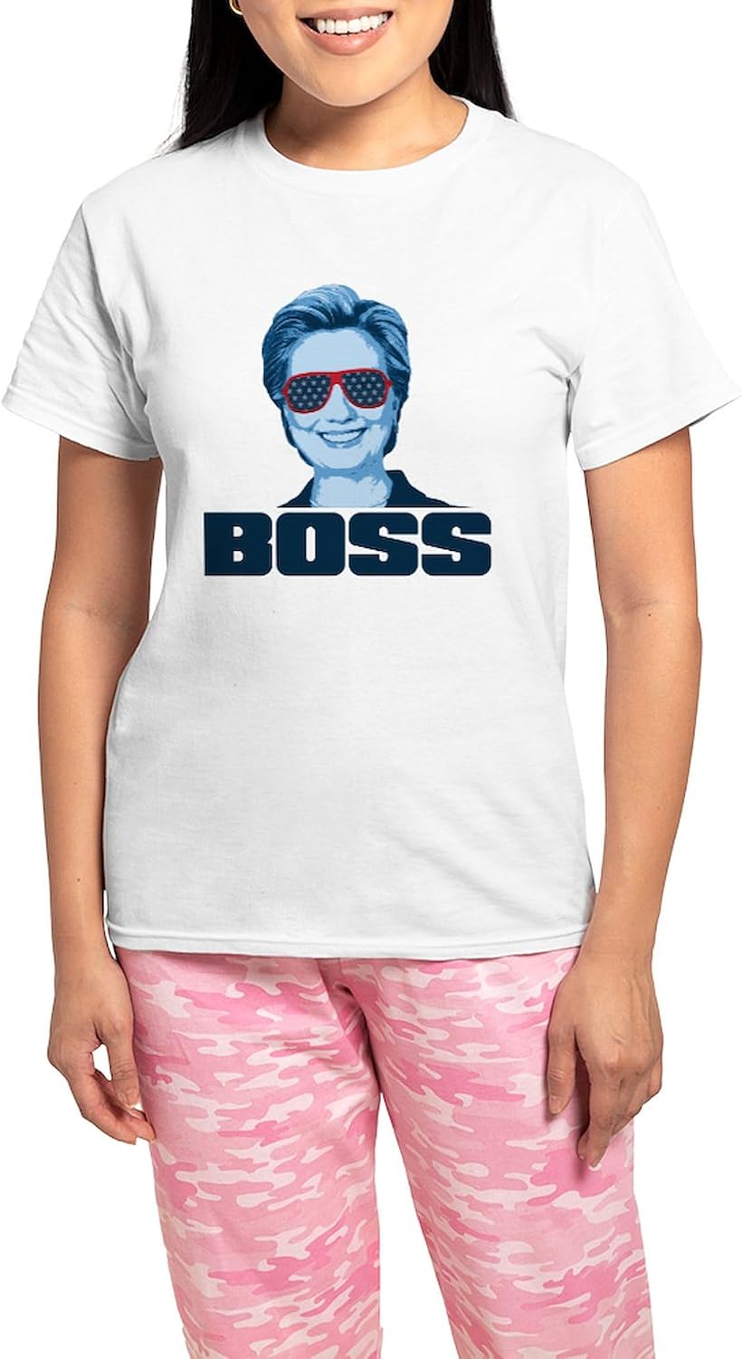 CafePress Hillary BOSS Women's Light Pajamas Women's Novelty Cotton Pajama Set, Comfortable PJ Sleepwear