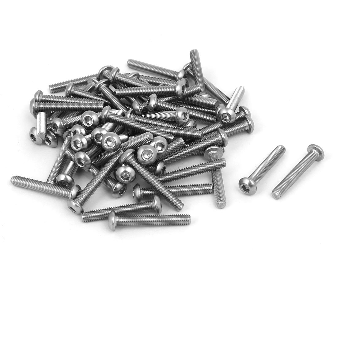Uxcell Silver Sourcingmap M3 X 20Mm 304 Stainless Steel Button Head Hex Socket Cap Screws Fastener 60Pcs