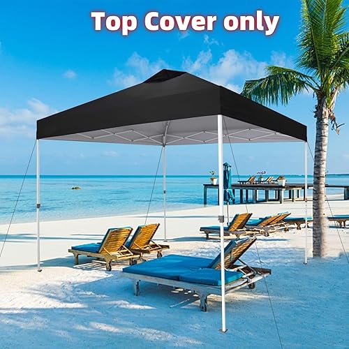 Miniatura 4 de Toldo de repuesto para toldo de 10x10, con parte superior para toldo desplegable con cuerdas de ventilación, impermeable, tela Oxford recubierta de