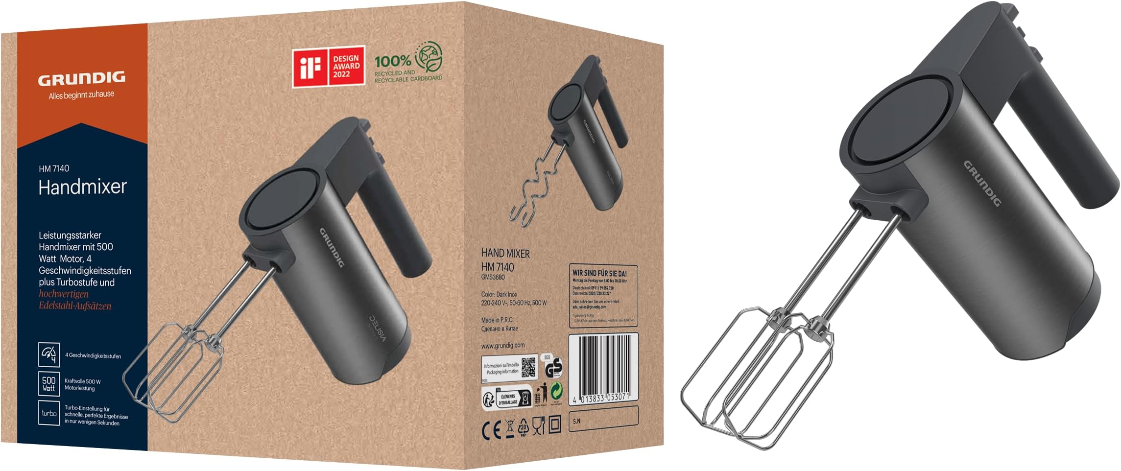 ECG RS 5011 Handmixer - 700 Watt Mit 10 Geschwindigkeiten Für Küche Und Backen
