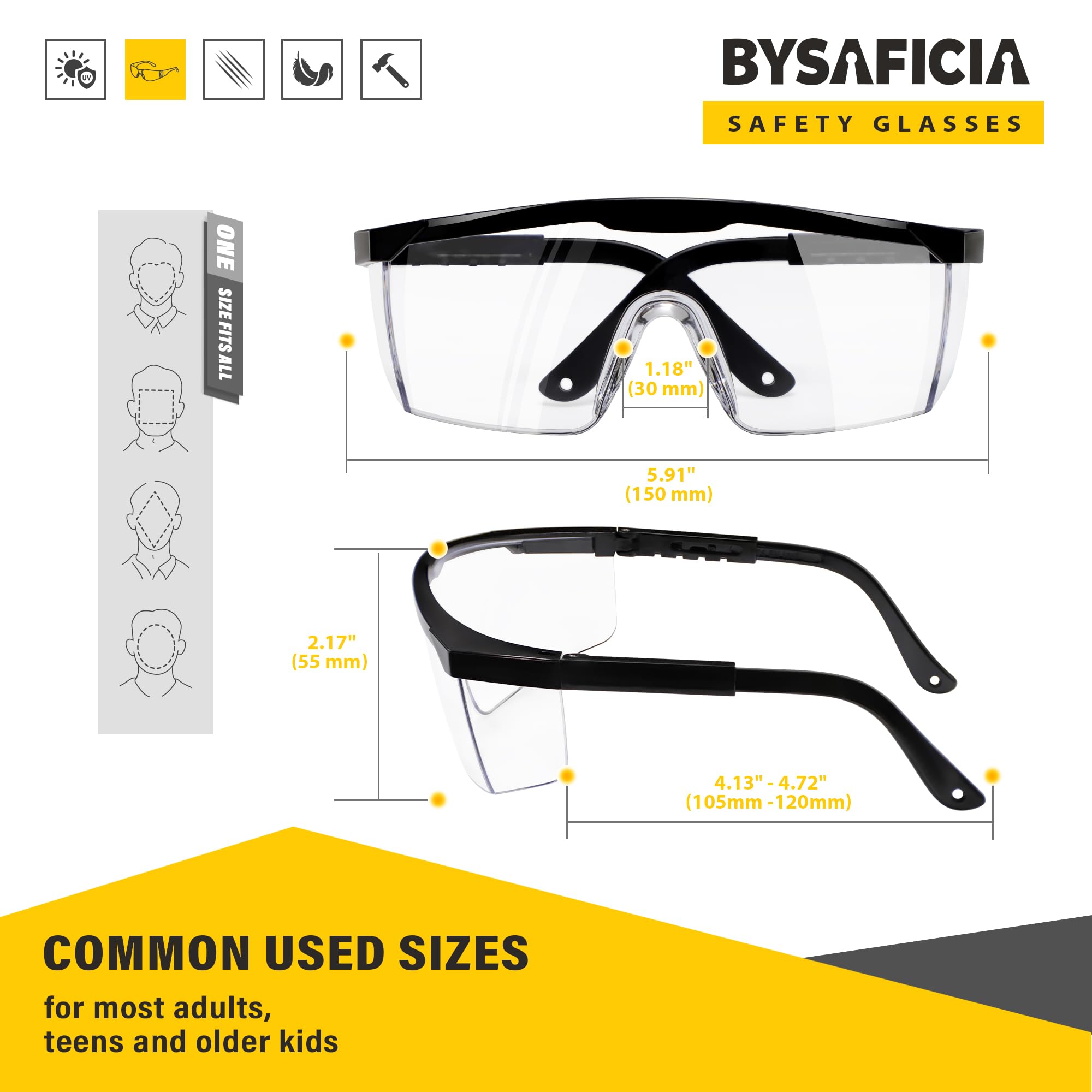 Paquete de 12 lentes de seguridad a granel antivaho, lentes de seguridad ajustables, protección UV, lente de policarbonato resistente a los arañazos, gafas protectoras con ANSI Z87.1 para construcción