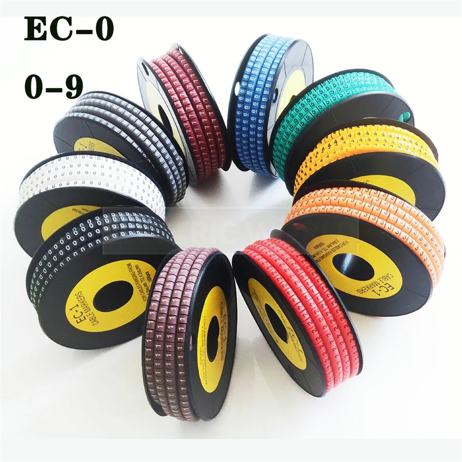 Etichette per la marcatura dei cavi, Marcatore for cavi con etichetta Numero da 0 a 9 Dimensioni cavo 1(Ec 0 1000pcs Yellow)