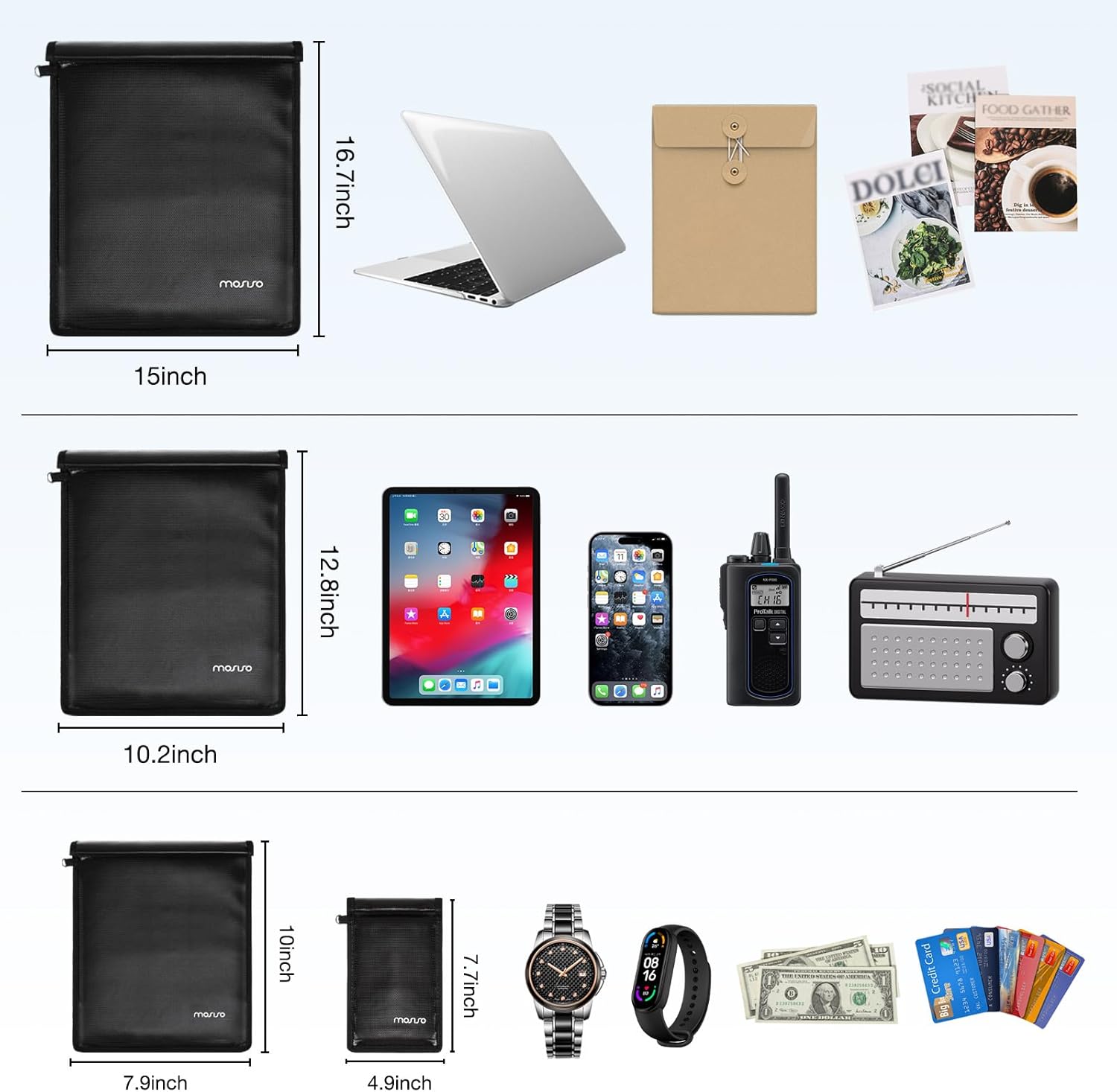 MOSISO 4 Pack Faraday Bag Sleeve&Compatible with MacBook Air 13 inch Case 2024-2022 M3 A3113 M2 A2681, Hard Case&Keyboard Cover&Screen Film&Pouch Compatible with MacBook Air 13.6 inch Case, Black