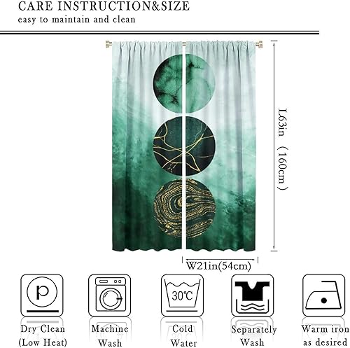 Miniatura 2 de Cortinas opacas de arte abstracto moderno con diseño de acuarela redonda de mármol de mediados de siglo, con bolsillo para barra, juego de cortinas