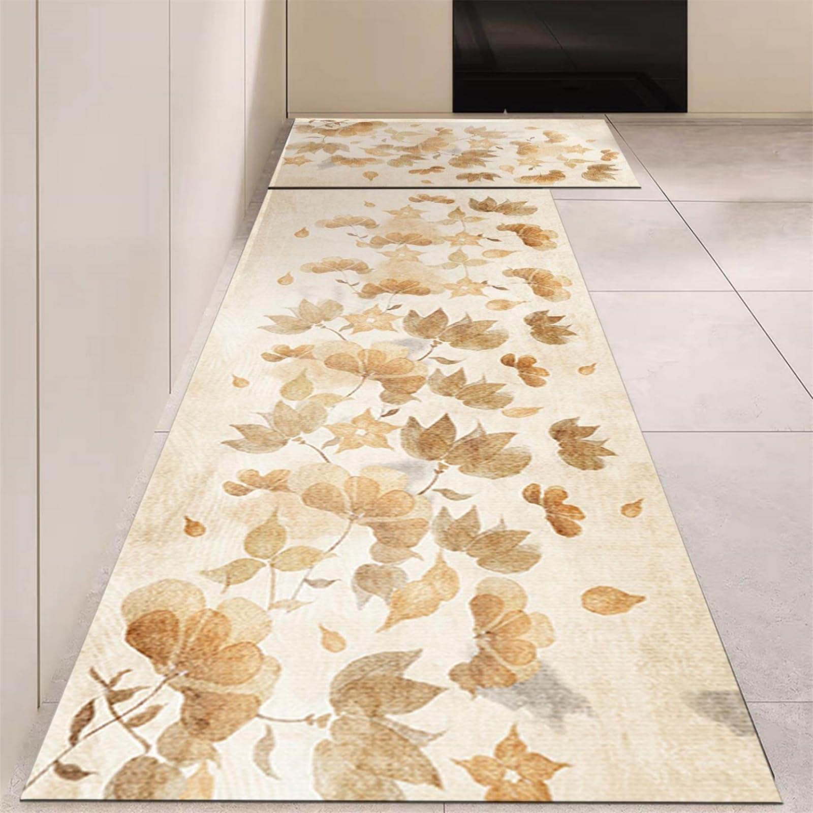 Tappeto Cucina 50X80Cm+50X60Cm Giallo Grigio Moderni Tappetini Da Cucina 2 Pezzi,Antiscivolo Impermeabile Tappeti Da Cucine,Lavabile, Adatto Per Corridoi, Cucine, Bagni