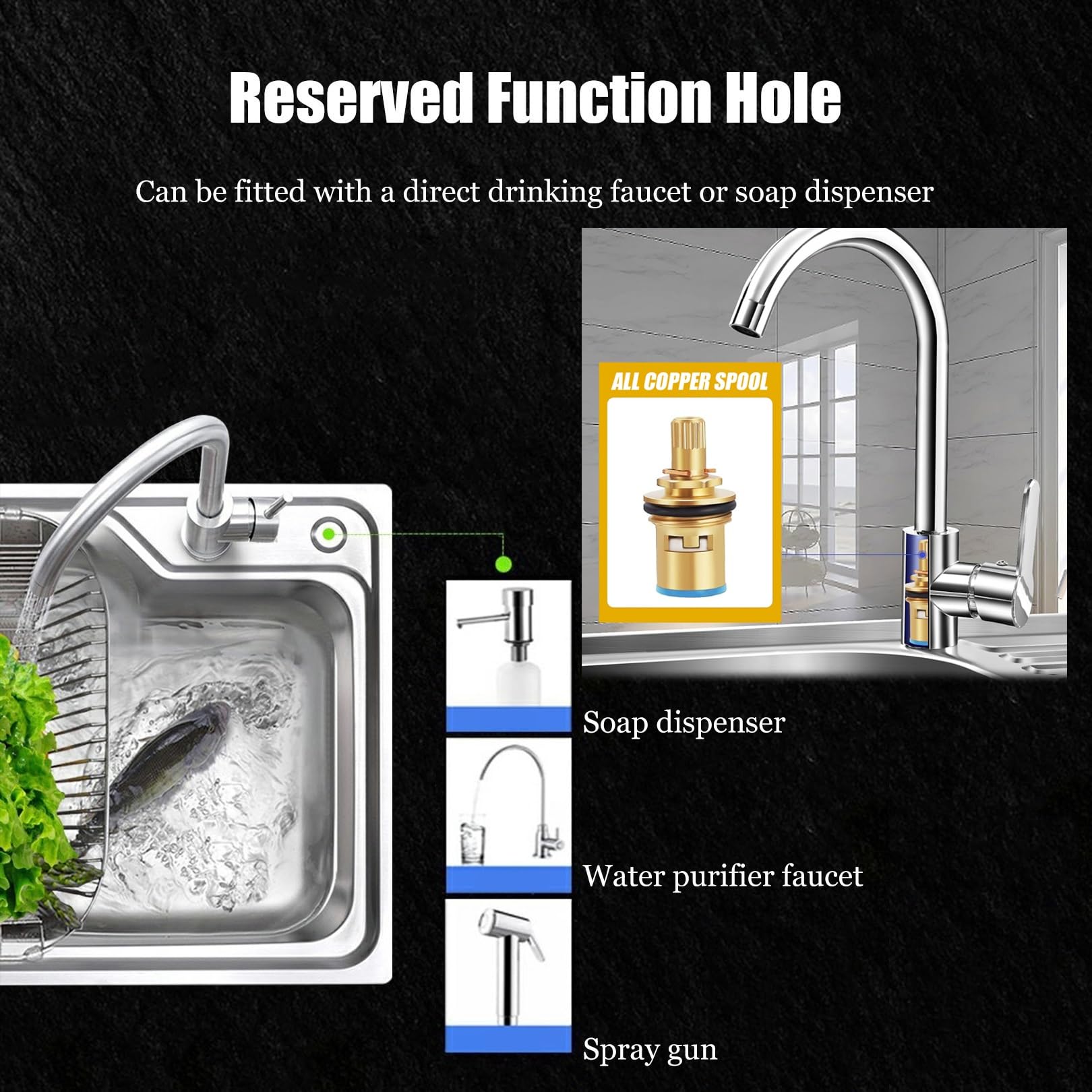 Fregadero portátil de camping de acero inoxidable con mesa de trabajo, grifo de agua fría y caliente, ideal para gas, jardín, cocina, lavandería (tamaño: