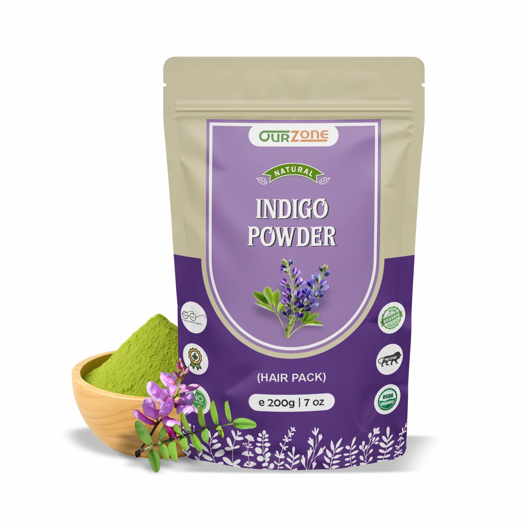 Organic Indigo Leaves Powder (Indigofera Tinctoria) – 200g | For Herbal Hair Coloring & Beard Care | Black/Brown Tone Support with Wooden Spoon | 7 oz-picture-14
