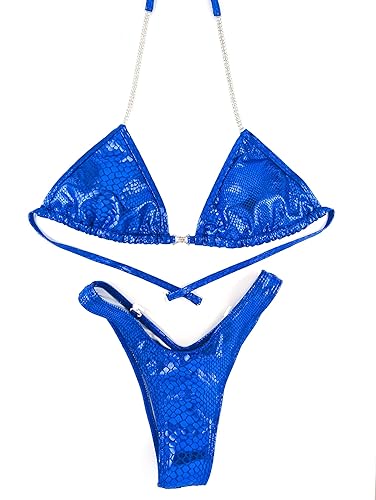 Miniatura 2 de New, never worn figure practiceposing suitcompetition bodybuilding bikini - Shiny blue