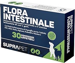 Suprapet Flora Intestinale Cani e Gatti 30 compresse - Fino a 2 Mesi di Fornitura, Con Fermenti Lattici, Probiotici, Vitamina C - Per Intestino e Flora Batterica