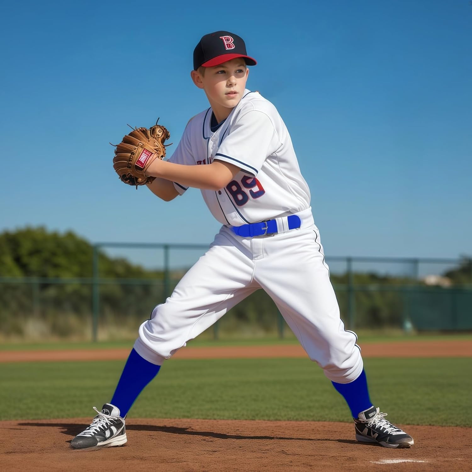 Youth Baseball Socks Softball Soccer Socks and Adjustable Belt Combo Set for Youth Boys Girls - Image 3