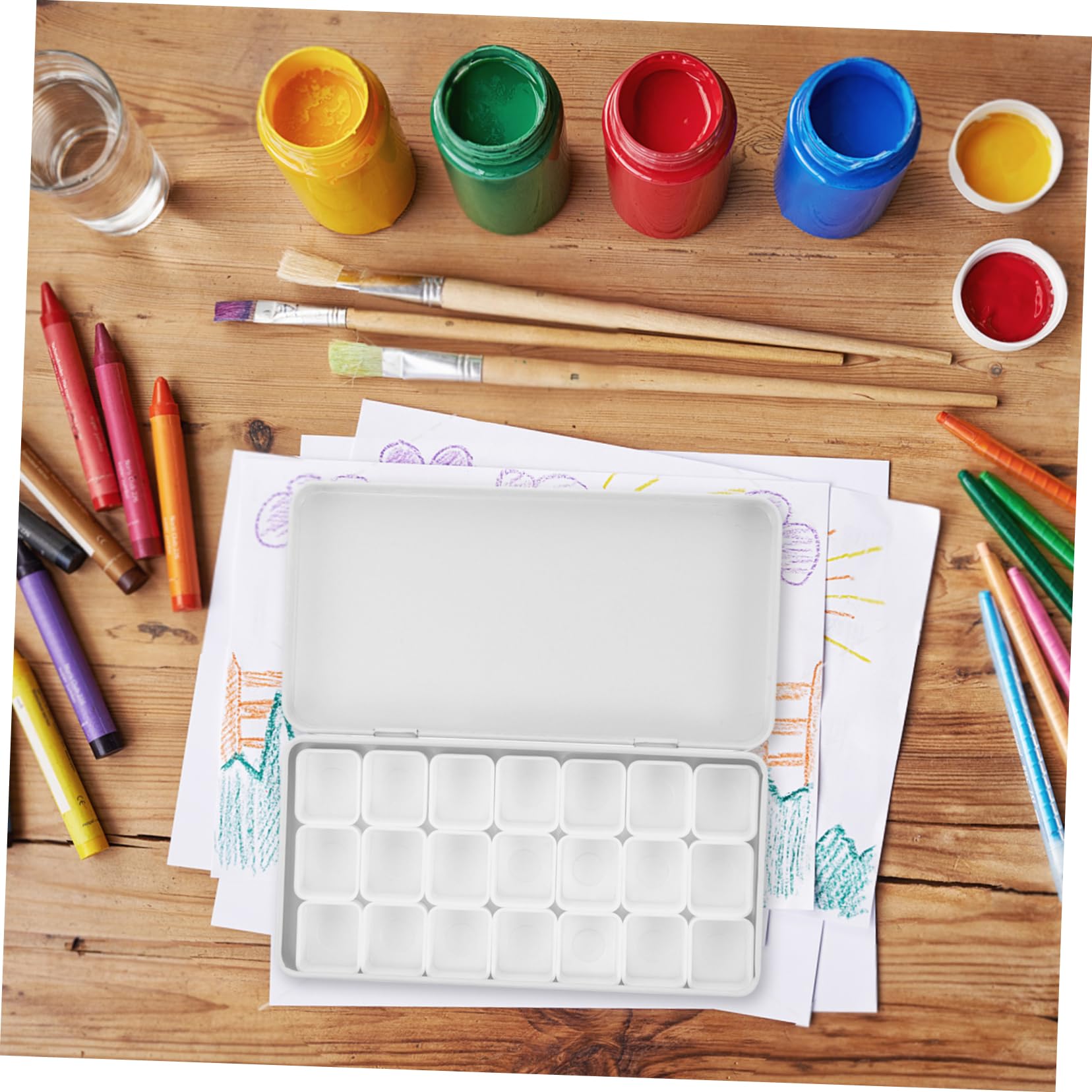 SHINEOFI 5ensembles Boîte à Peinture Aquarelle Métallique Vide Avec Compartiments Ronds Étui Pratique Pour Pigments Et Mélange De Couleurs Pour Artistes Déplacement