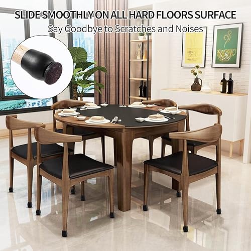 Miniatura 7 de Ezprotekt 24 protectores de suelo negros para patas de silla para suelos de madera dura, fundas de fieltro para muebles, fundas protectoras de piso