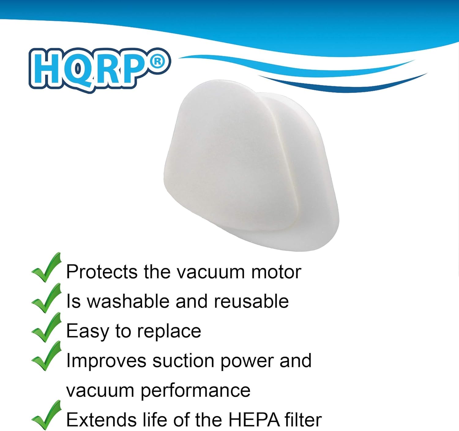 HQRP 2-pack Filter Kit compatible with Shark Navigator UV540 NV358 NV391 NV390 CU500 series Lift-Away Professional Upright Vacuum Cleaner, XHF350 XFF350 Replacement