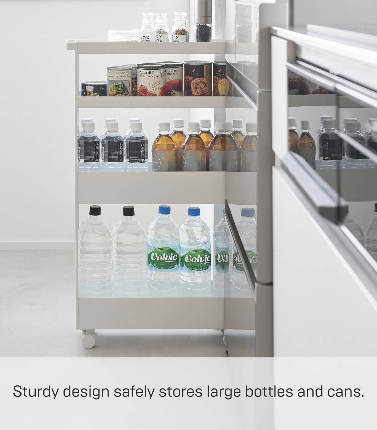 YAMAZAKI Home Tower Slim 4-Tier Rolling Storage Cart – Mobile Organizer for Kitchen Or Bathroom, 31.7" - Steel -