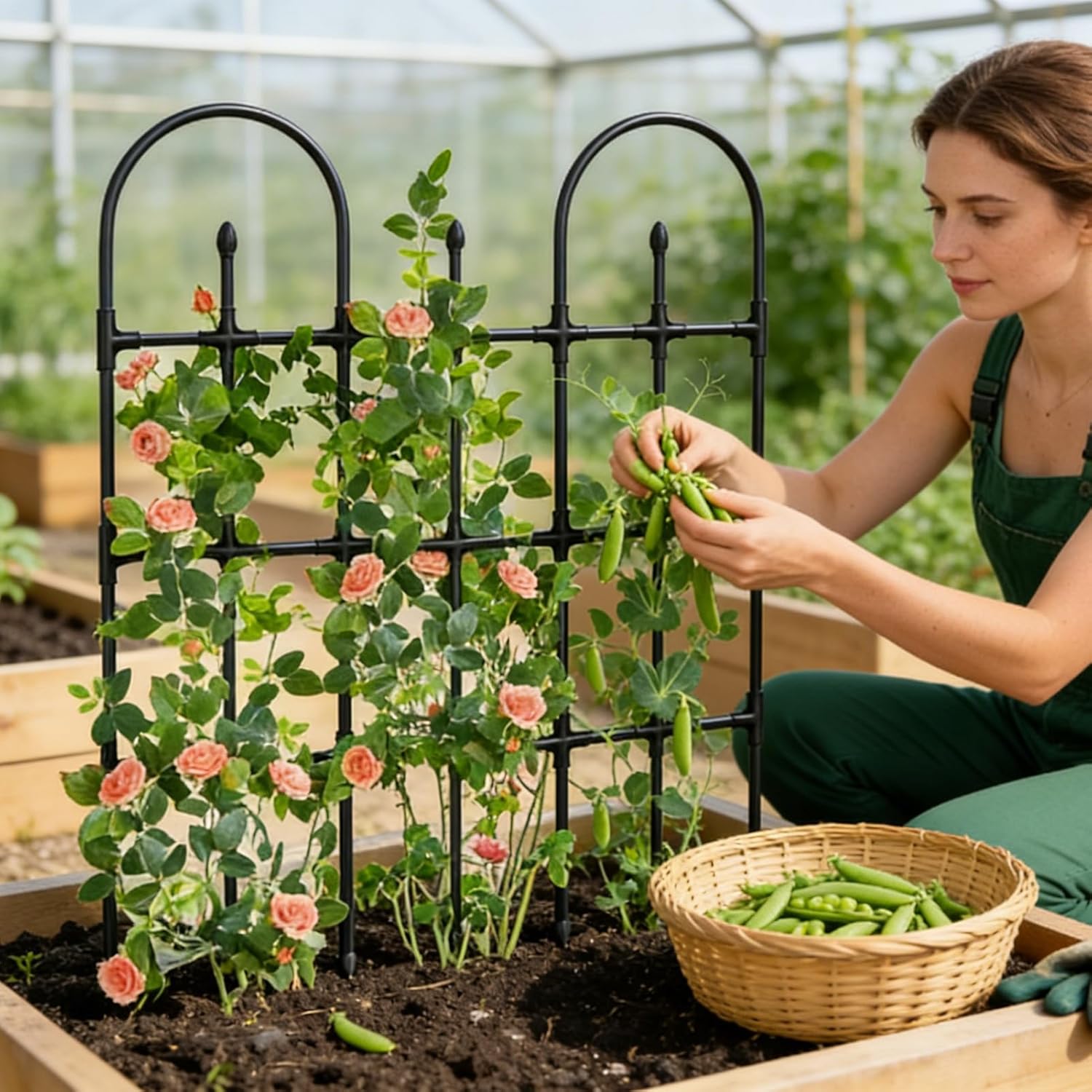 Trellis Outdoor | Metal Plant Support Trellis | Cucumber Stakes | for Garden Balcony Backyard Tomato Flowers Vine Ivy Clematis