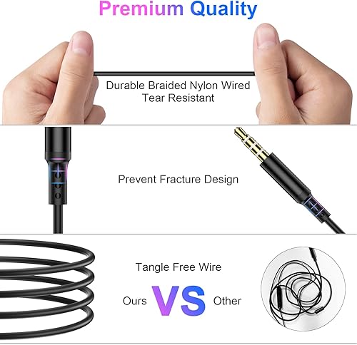 Miniatura 7 de TITACUTE Auriculares con cable de 0.138 in Jack magnético en la oreja auriculares con cancelación estéreo con micrófono para iPhone iPad Samsung A15