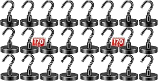 DIYMAG Magnetic Hooks,170lbs Heavy Duty Magnets with Hook Black 24 Pack