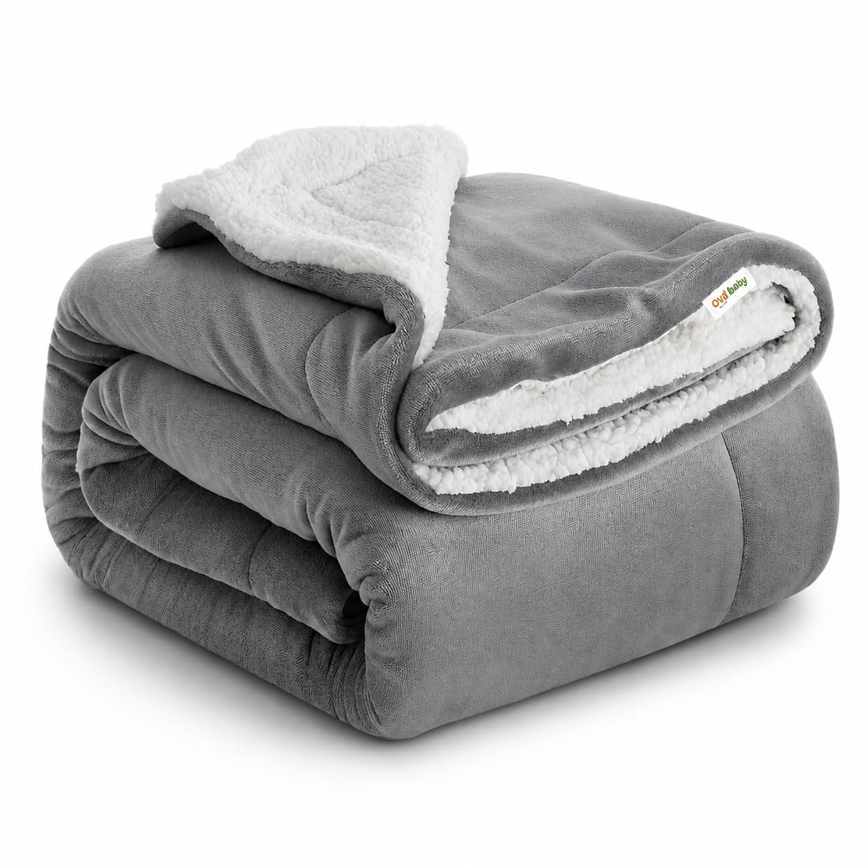 OYO BABY 2-Layered Baby Blanket & Baby Towel | Newborn to Toddler Fluffy Coral Fleece Sherpa Blanket | All-Season AC Wrapping Sheet for Boys & Girls (130x110 cm, 3–36 Months) Grey-image-2
