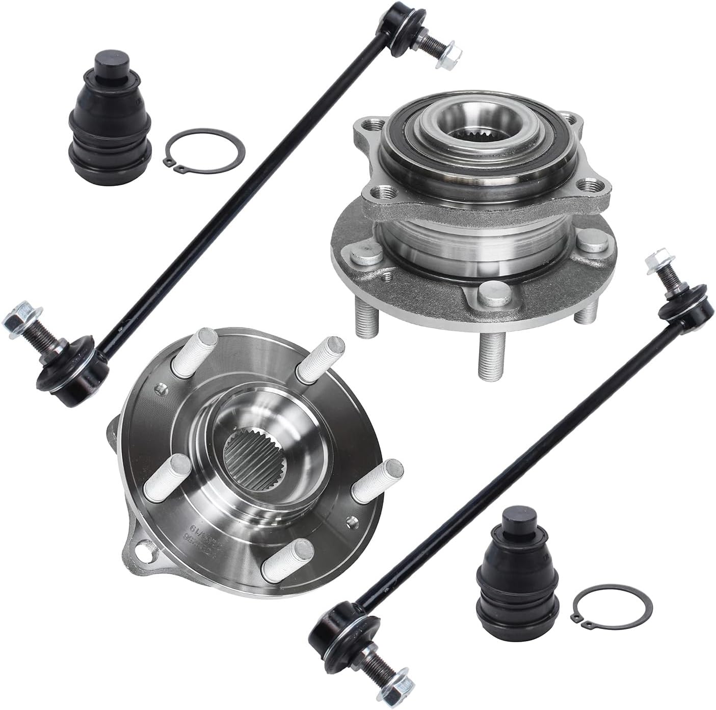 Detroit Axle - Front Suspension Kit for 2011-2013 Kia Sorento 2007-2012 Hyundai Santa Fe, Replacement 2 Wheel Bearing Hubs 2 Lower Ball Joints 2 Sway Bars